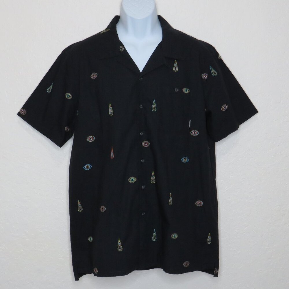 Billabong* Men's Short Sleeve Button Down Straight Hem Pocket BOHO Shirt~ Large